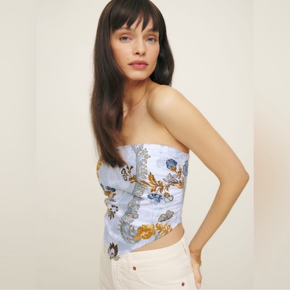 NWT Reformation Dillon Linen Top in Reign Print - Size 12 - Picture 1 of 8